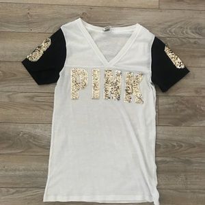 PINK tshirt. Sequin 86 and PINK lettering. Large
